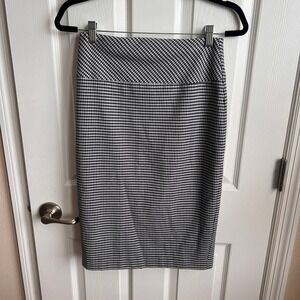 Express Houndstooth Pencil Skirt High‎ Waist Career Black White Size 2